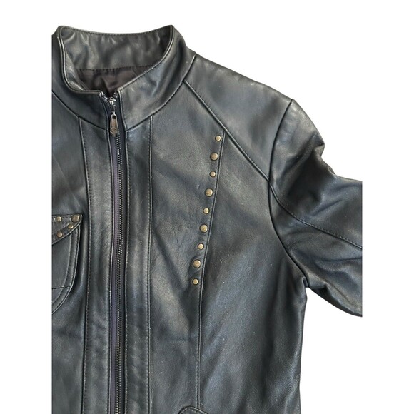 Ying Ying of Nevada Black Leather Jacket Studded Sz S Grunge Goth Y2K Rare Biker - Picture 15 of 16